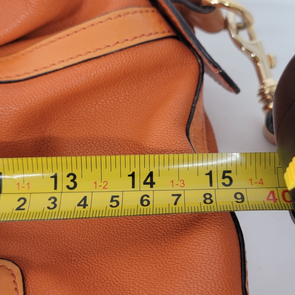 Hype Orange Pebbled Leather Satchel Crossbody Bag Gold Hardware - Picture 13 of 16